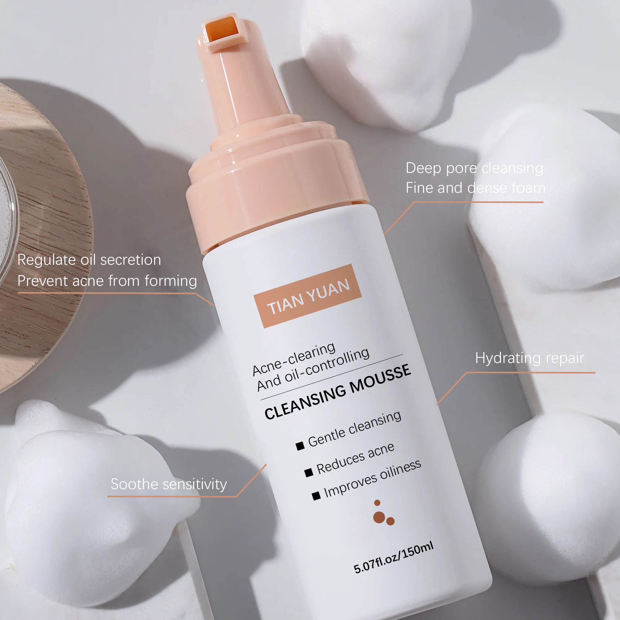 Acne-Clarifying and Oil-Control Cleansing Mousse for Beauty & Personal Care